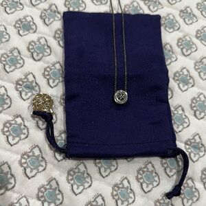 Tory Burch Kira gunmetal Elegant Silver Pendant Necklace